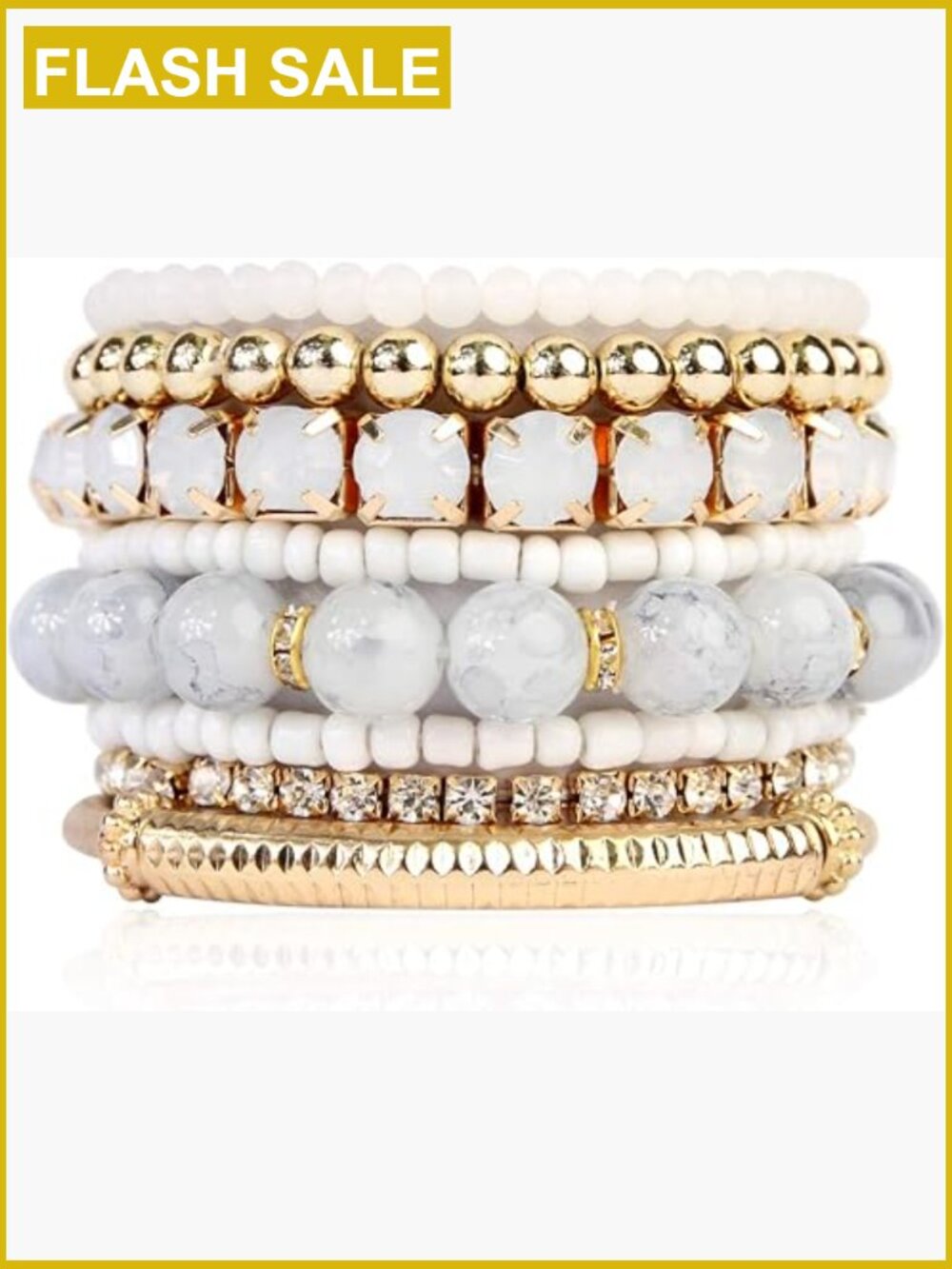 Stretch Beaded Stackable Bracelets Set - Layering Bangles